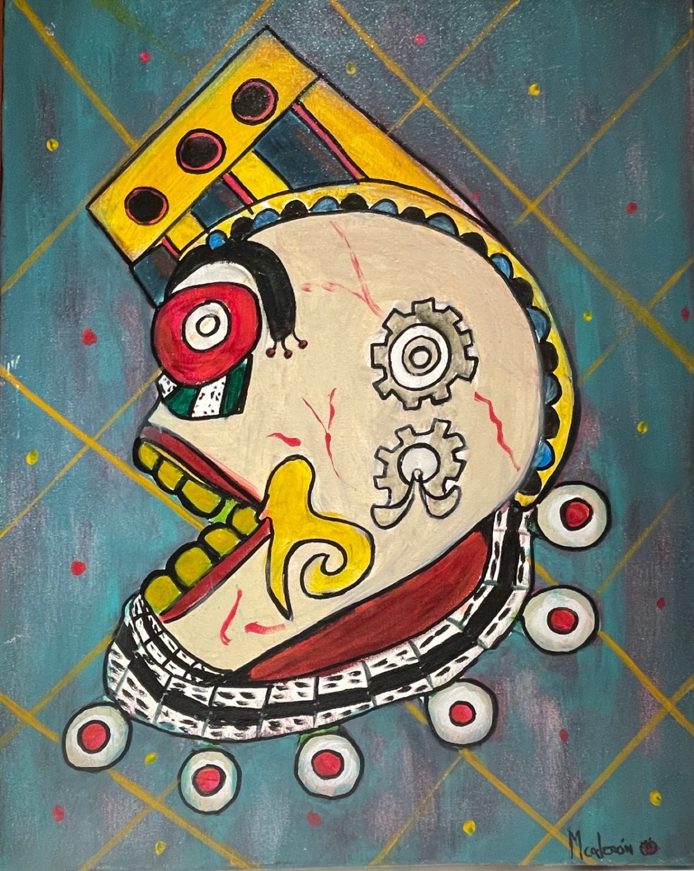 MC- Mask of Muertos Original Art Canvas