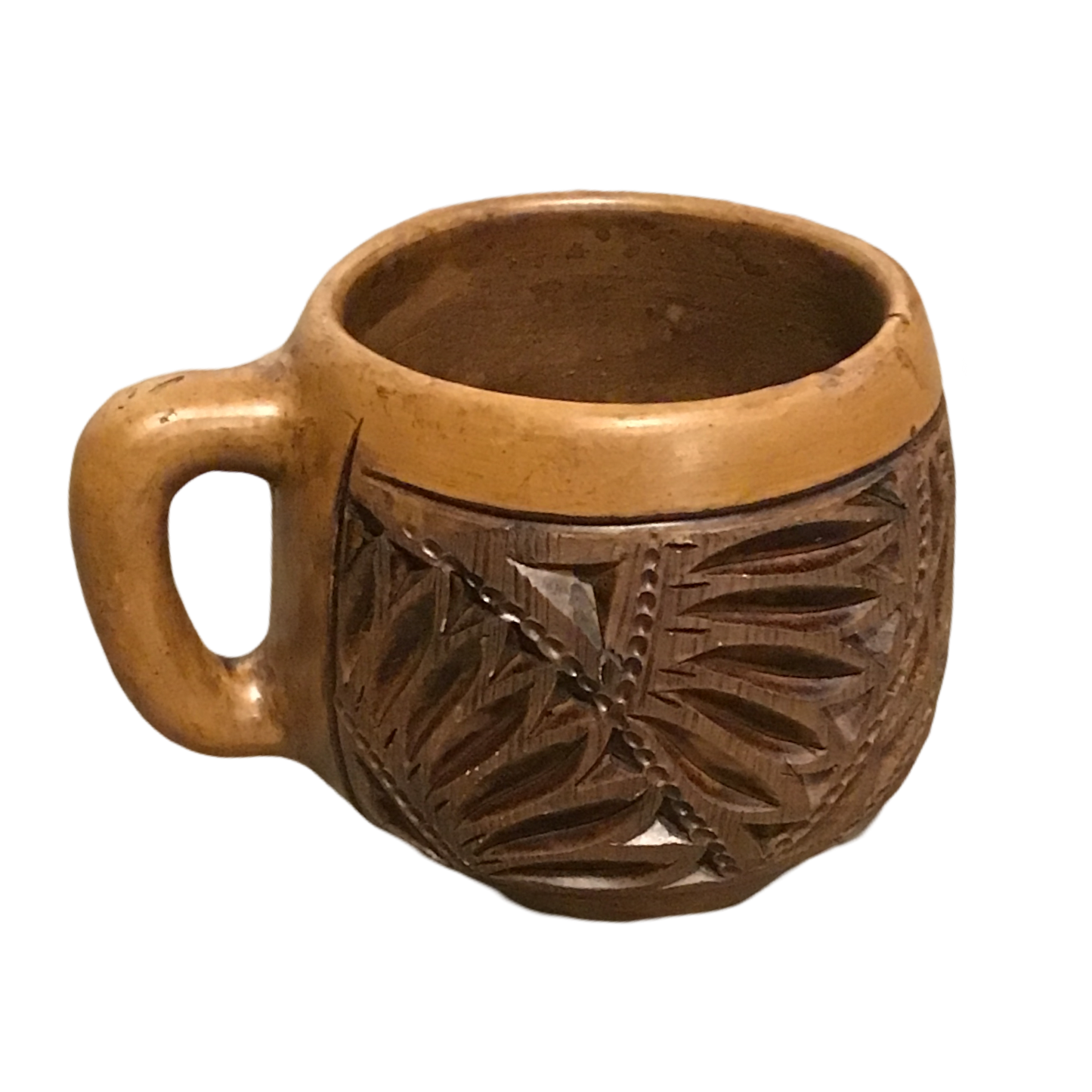 Carved ceramic mug