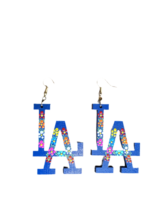 5m Wood LA Dodger earrings