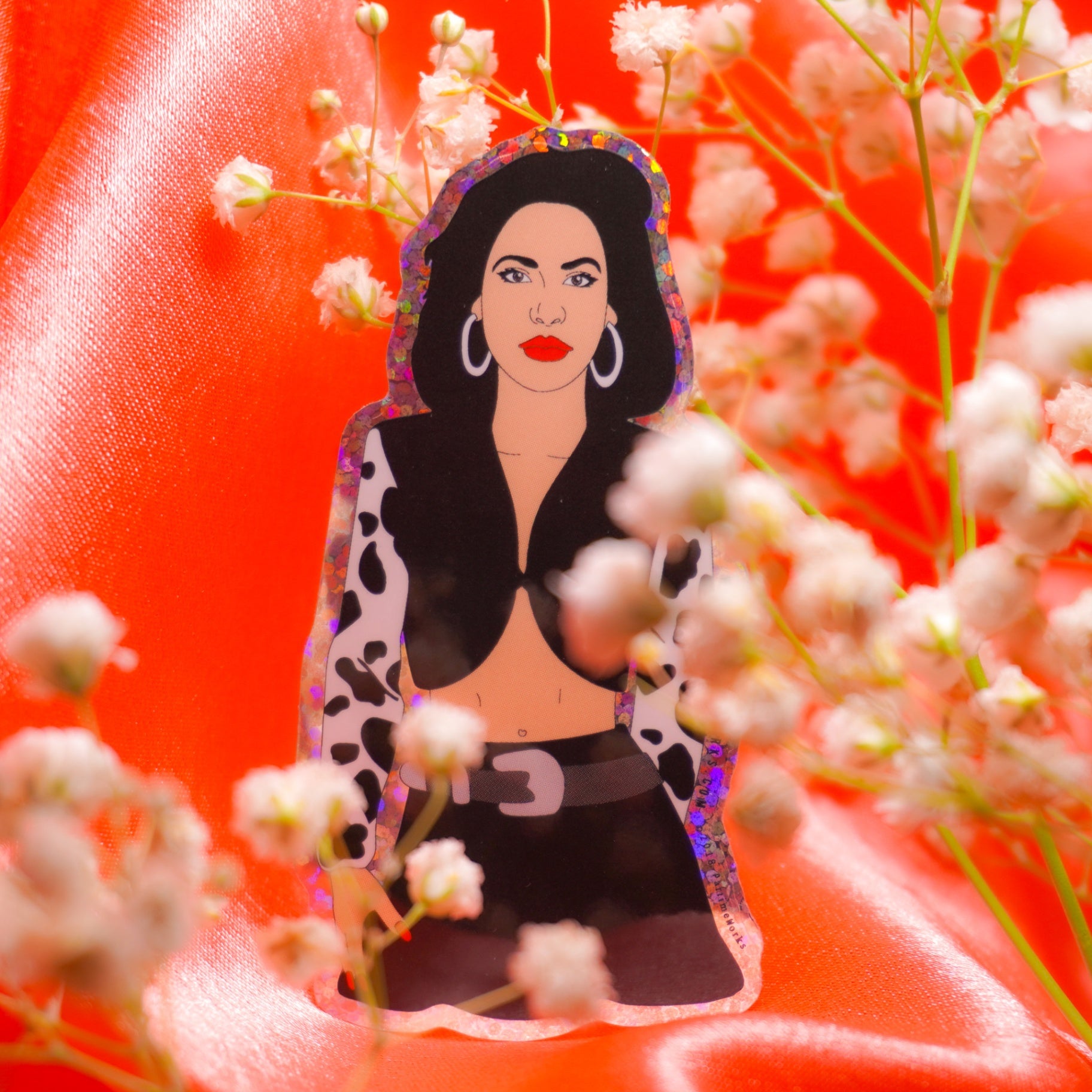 PW- Selena In Cow Print 3" Sticker