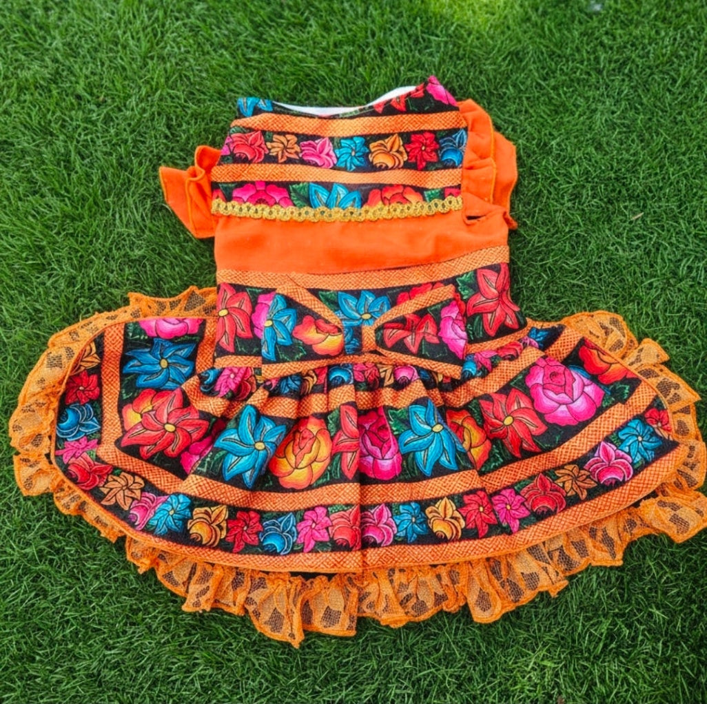 YMPS S2  Flor Orange vestido