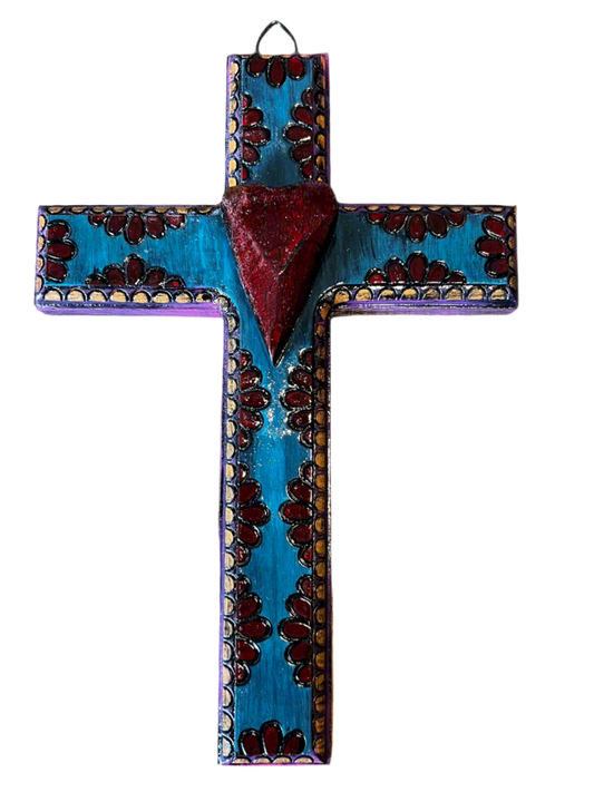 JA Wood Heart Sm Cross