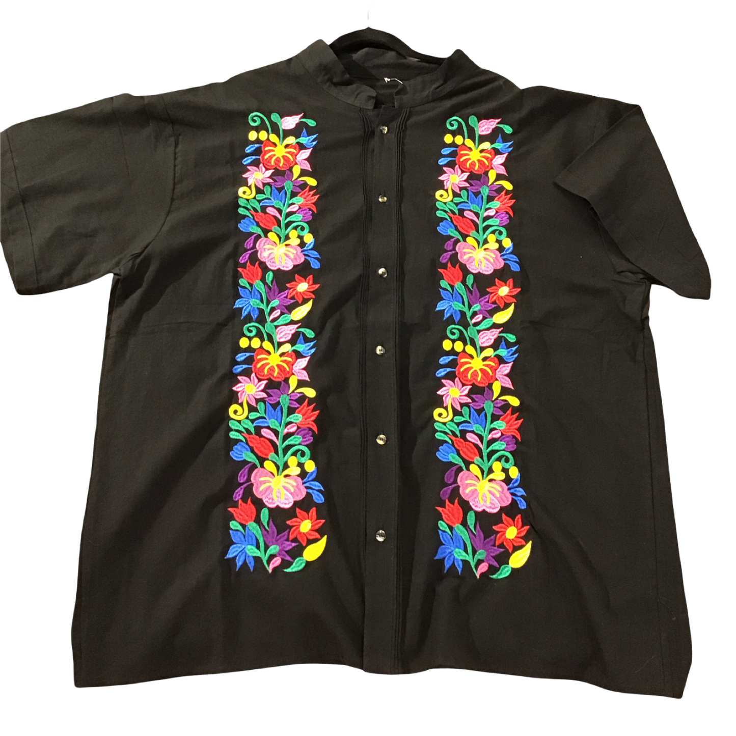 Adult Floral Guayabera Black