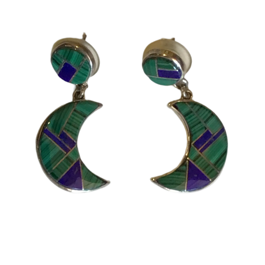 Malachite & Lapis Lazuli Sterling Silver Earrings EP