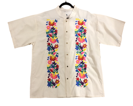 Adult Floral Guayabera Ivory